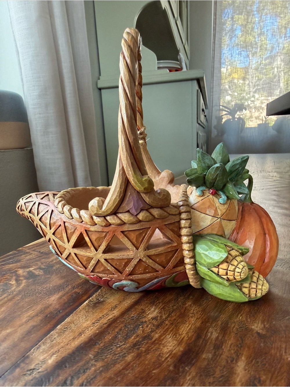 Jim Shore Heartwood Creek "Bounty of Blessings" Autumn Cornucopia Basket Set - Picture 8 of 9